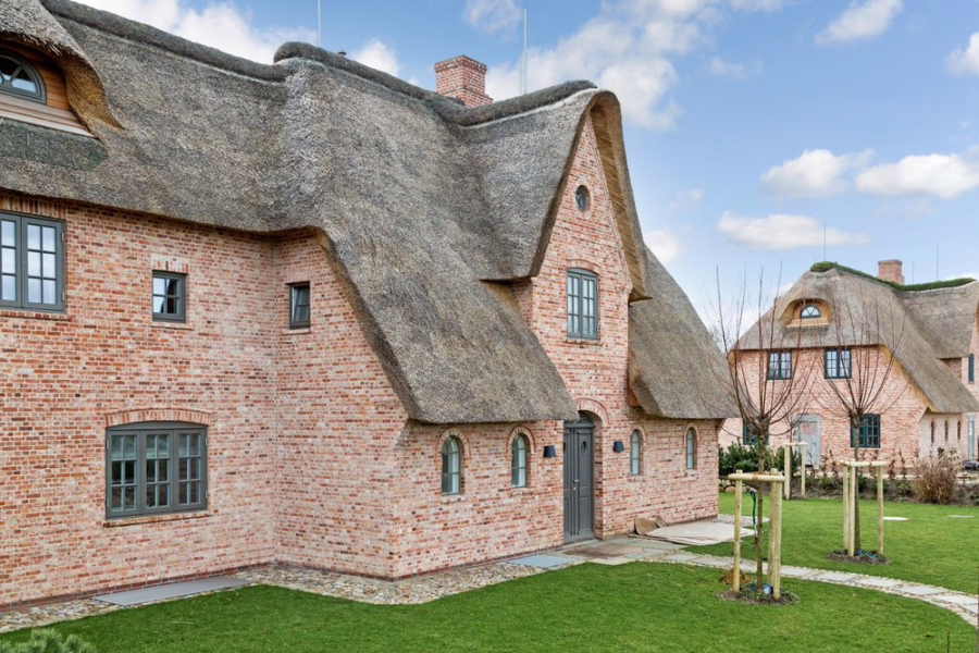 Bild - Reetgedeckte Neubauhaushälften in zurückgezogener Wiesenlage