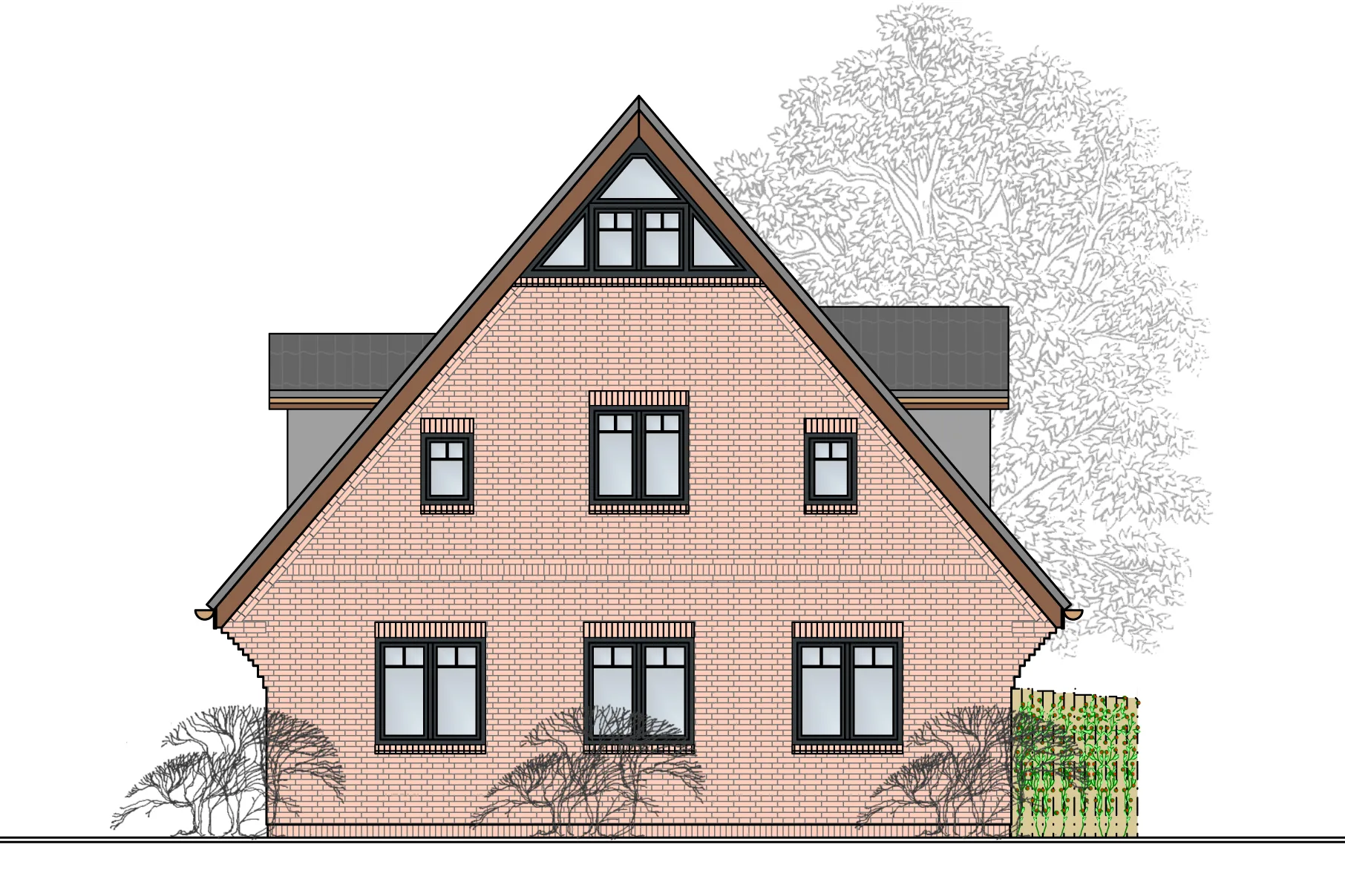 Westansicht - Neubau-Doppelhäuser in Tinnum – eine Dauerwohnung noch frei