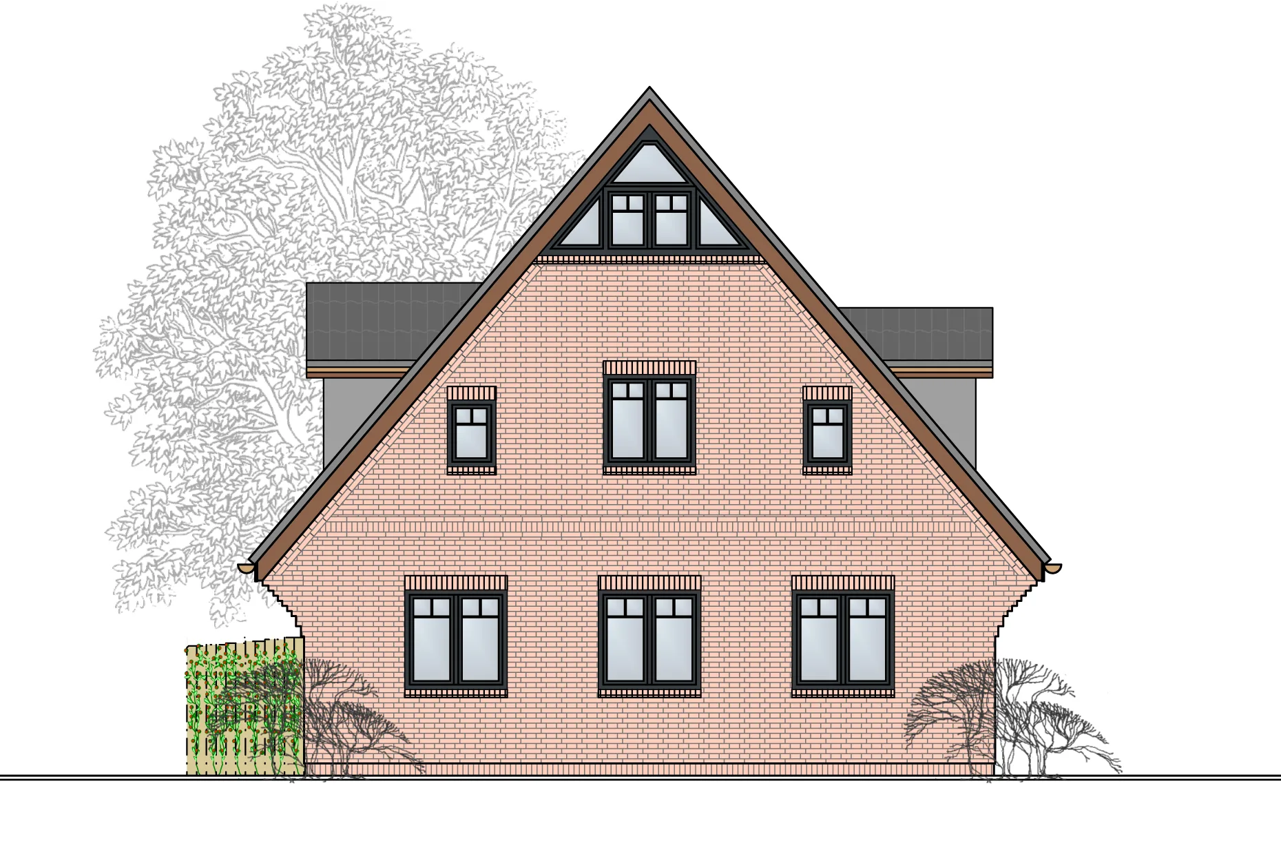 Ostansicht - Neubau-Doppelhäuser in Tinnum – eine Dauerwohnung noch frei