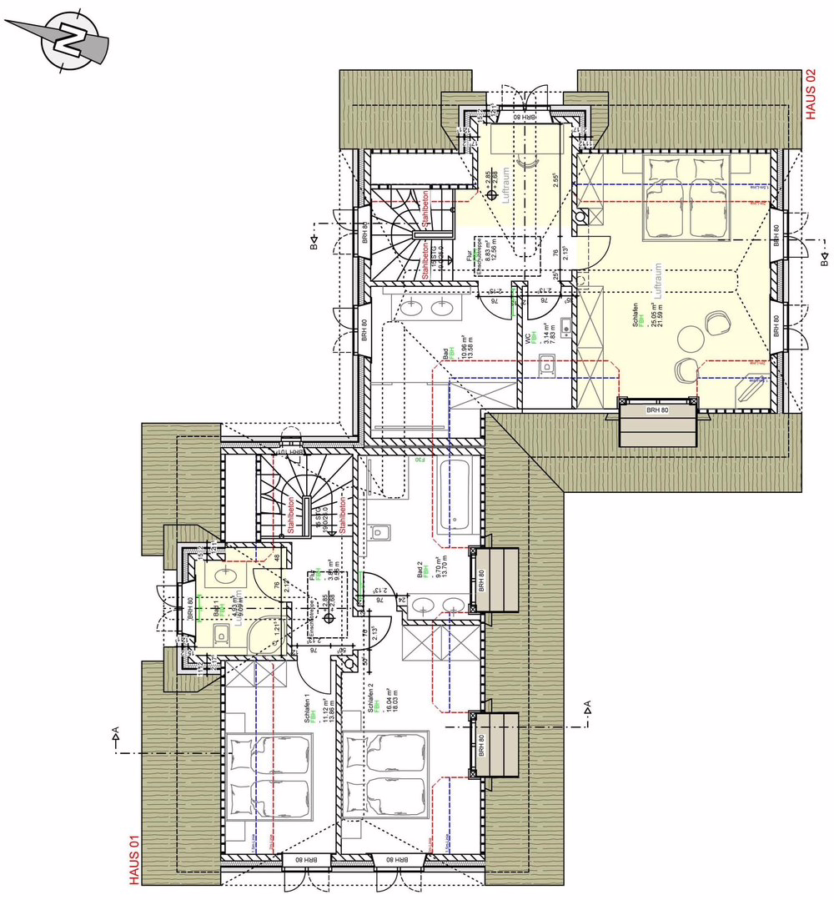 Dachgeschoss Haus 1+2