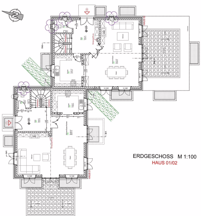 Erdgeschoss Haus 1+2