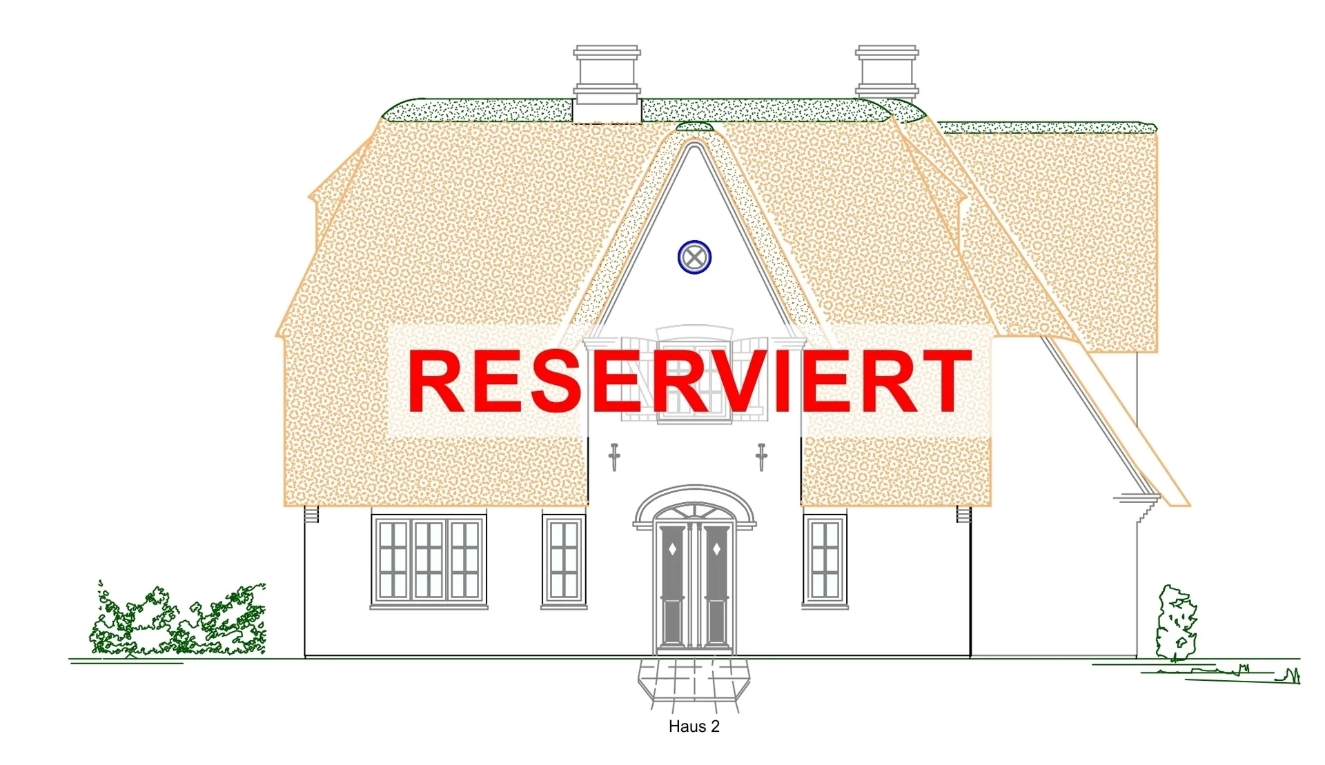 Süden - Neubau eines Doppelhauses unter Reet mit einer Dauer- und einer Ferienwohnung in Archsum