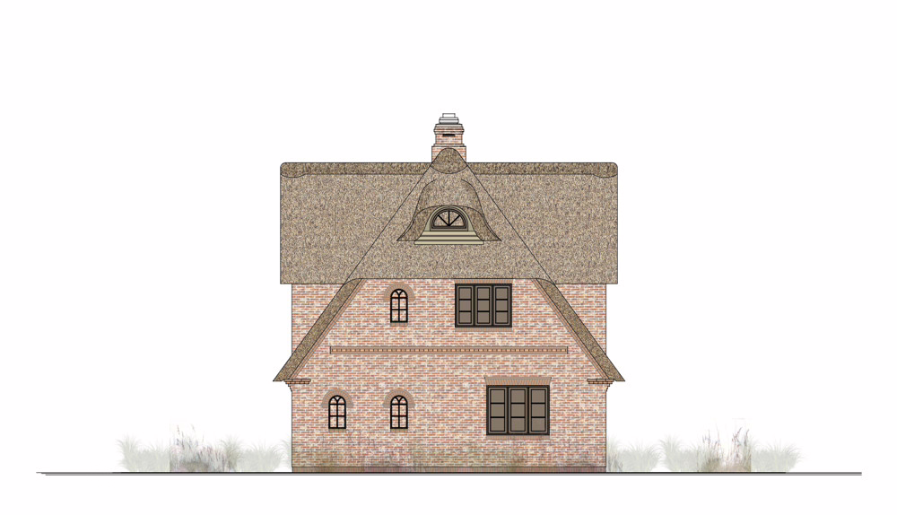Westansicht - Exklusives Neubau-Reetdacheinzelhaus mit Ferienvermietungsgenehmigung