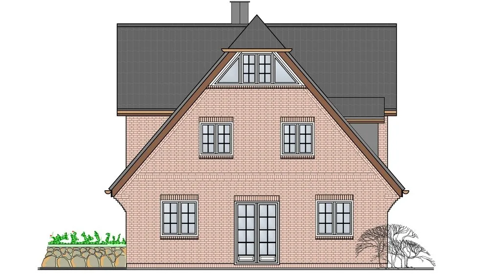 Ansicht Ost - Neubau eines Doppelhauses mit einer Dauerwohnung an den Tinnumer Wiesen