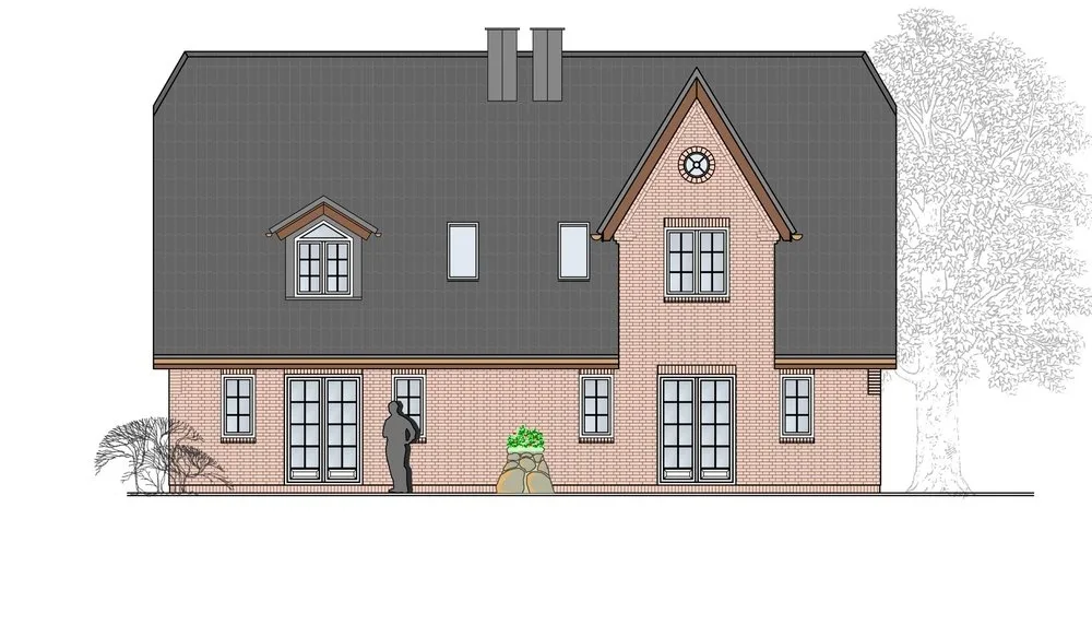 Ansicht Süd - Neubau eines Doppelhauses mit einer Dauerwohnung an den Tinnumer Wiesen