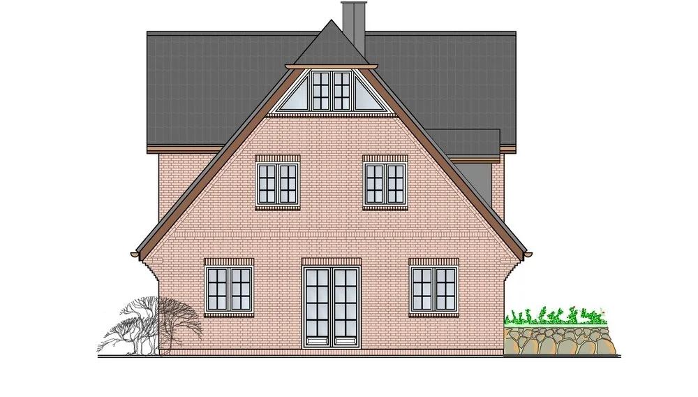 Ansicht West - Neubau eines Doppelhauses mit einer Dauerwohnung an den Tinnumer Wiesen
