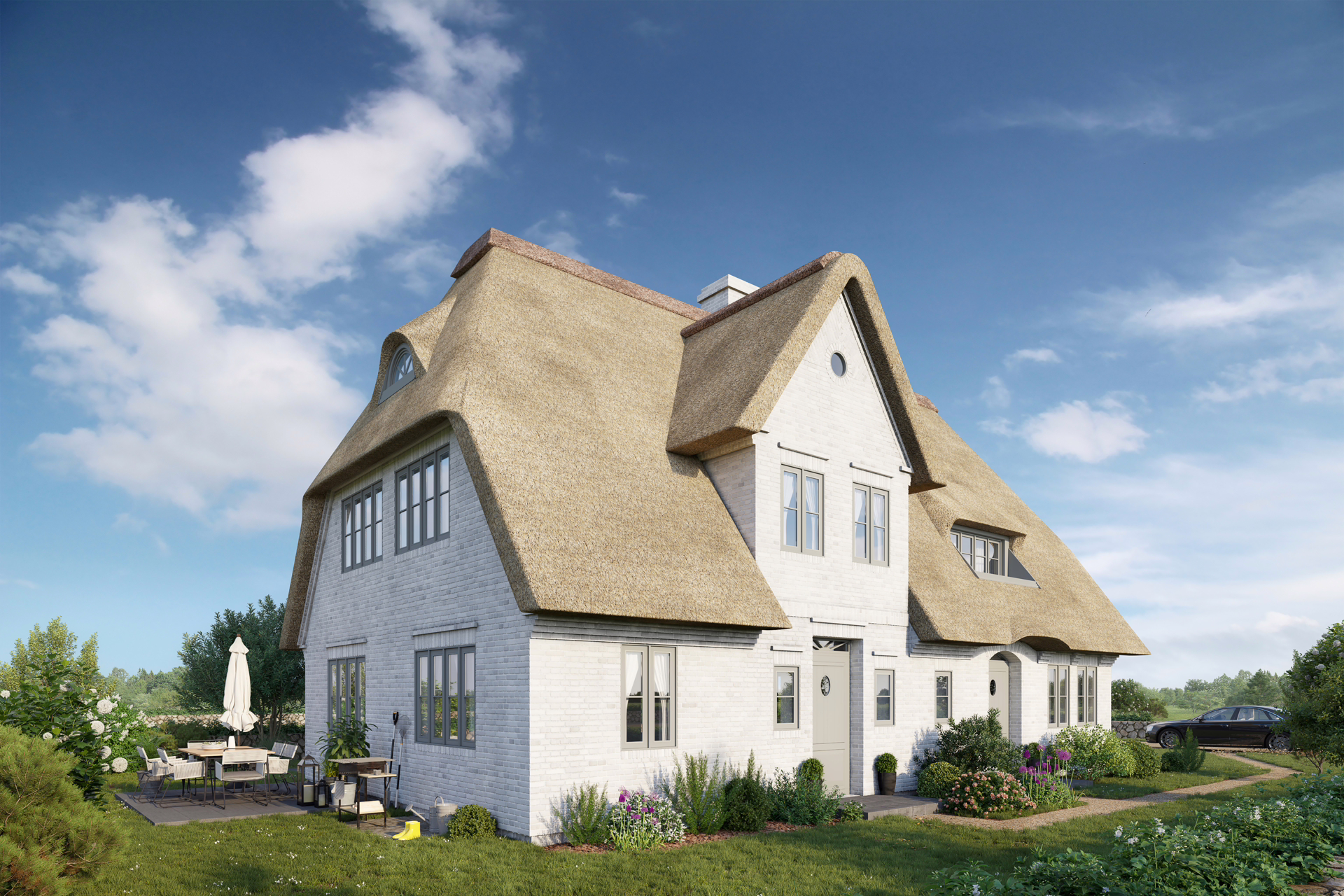 Bild - -Top-Lage- Neubau-Doppelhaus unter Reet mit Garage an den Dünen in Wenningstedt (Haus 3)