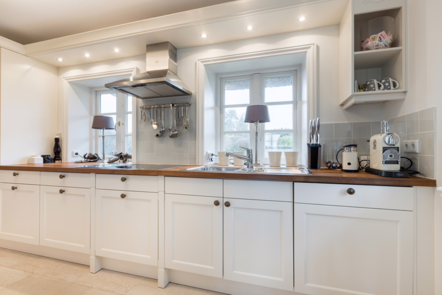 Bild - Reetgedeckte Haushälfte im Friesenstil mit Erdgarage und Weitblick über die Wiesen