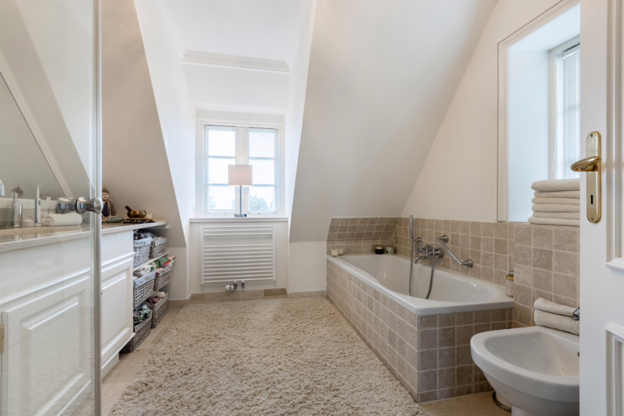 Bild - Reetgedeckte Haushälfte im Friesenstil mit Erdgarage und Weitblick über die Wiesen