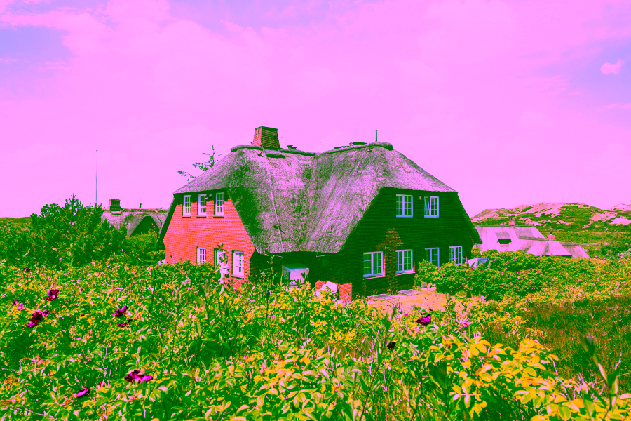 Bild - Reetgedecktes Hausteil zwischen beiden Meeren in Kampen