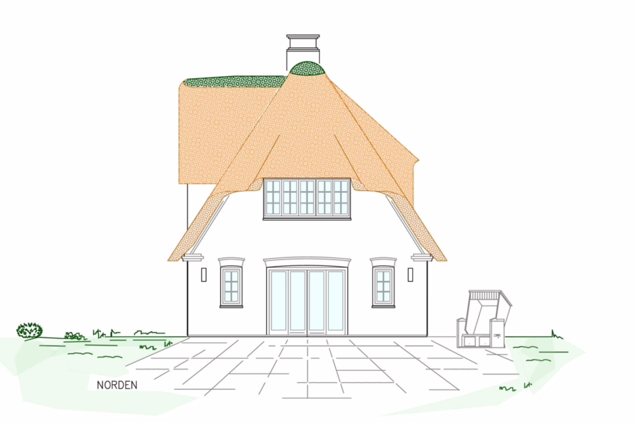 Norden - Grundstück für einen Neubau unter Reet in erster Wattreihe von Morsum