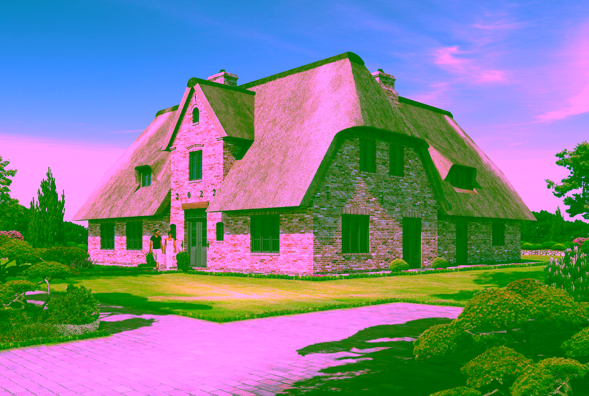 Neubau eines außergewöhnlichen Friesenhauses unter Reet mit Garage in begehrter Lage von Keitum - Titelbild (5910)