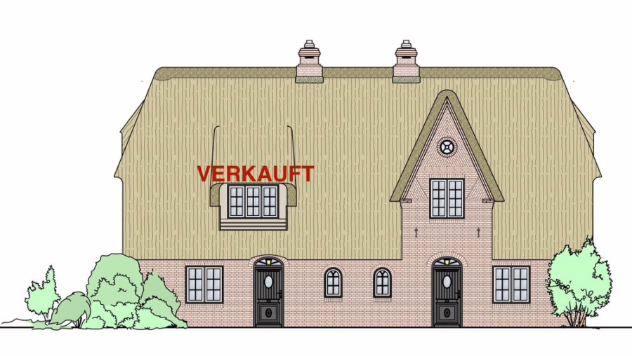 Ostansicht - Reetgedeckte Neubauhaushälften in strandnaher Lage von Wenningstedt -1 Einheit bereits verkauft-