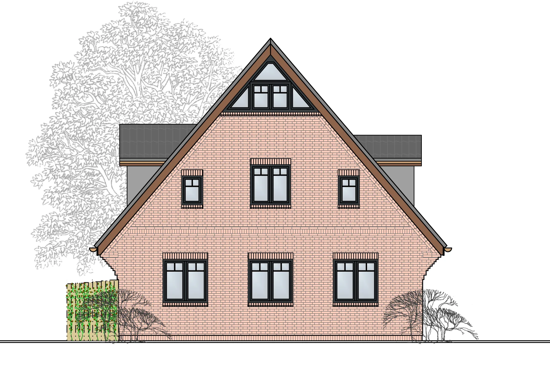 Ostansicht - Neubau von 4 Doppelhaushälften (Ferien- und Dauerwohnungen) in Tinnum – 1 Ferieneinheit noch frei