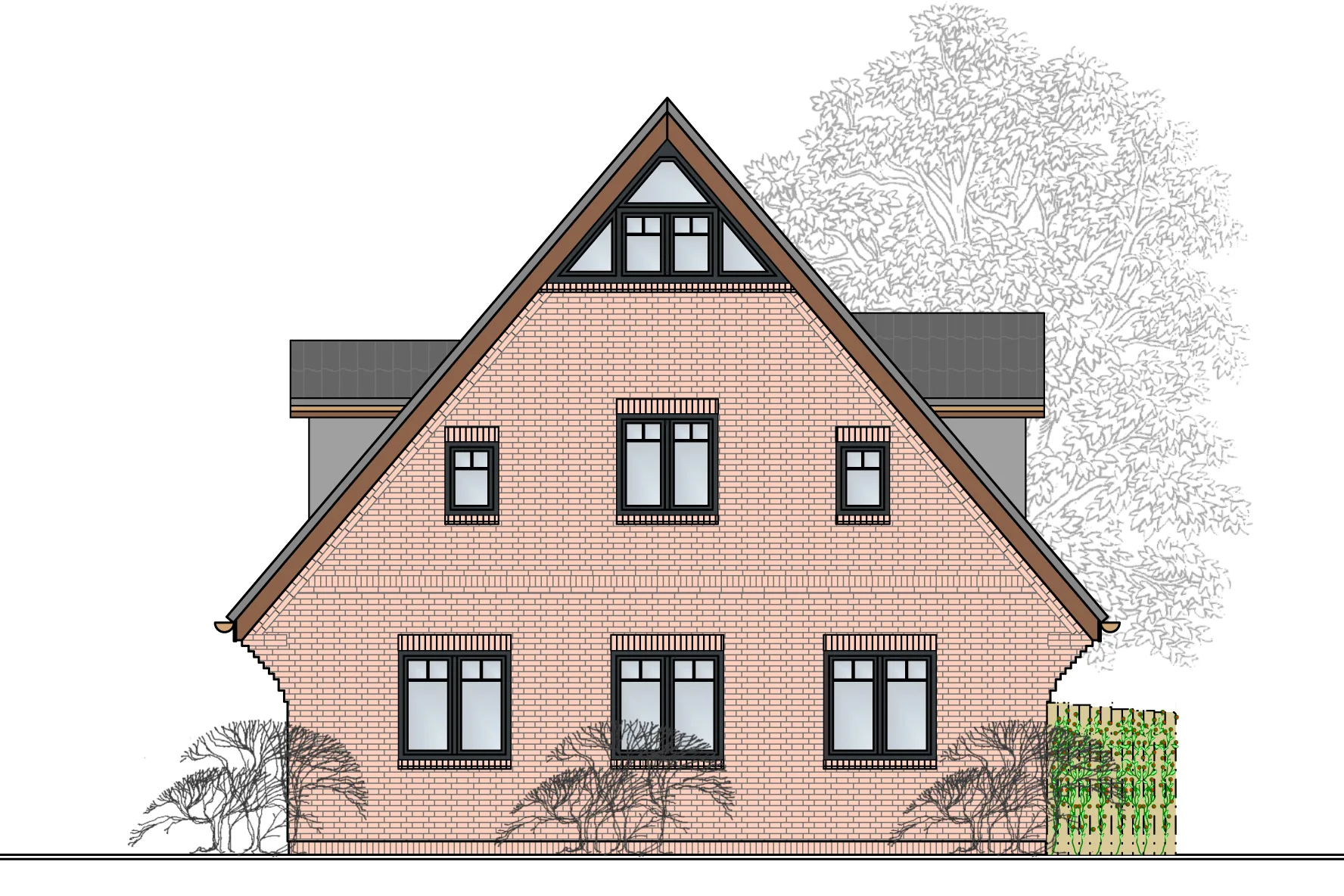 Westansicht - Neubau von 4 Doppelhaushälften (Ferien- und Dauerwohnungen) in Tinnum – 1 Ferieneinheit noch frei