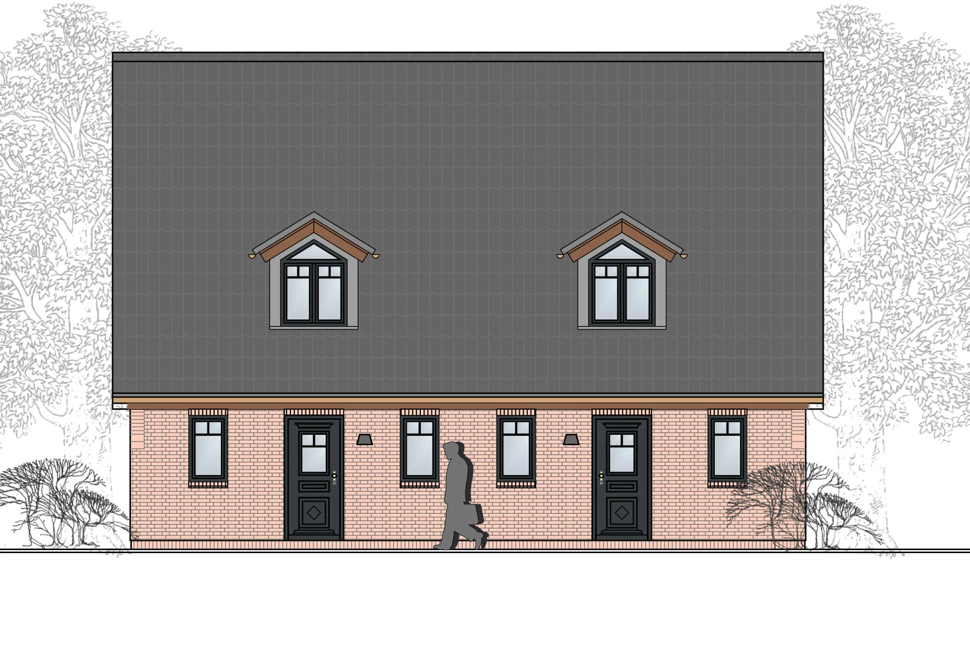 Nordansicht - Neubau von 4 Doppelhaushälften (Ferien- und Dauerwohnungen) in Tinnum – 1 Ferieneinheit noch frei